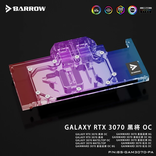 Barrow 3070 GPU Water Block for GALAX Geforce RTX 3070 MATELTOP, Full ...
