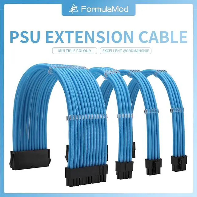 Alt view image 2 of 5 - FormulaMod NCK1 Series PSU Extension Cable Kit , Solid Color Cable Solid Combo 300mm ATX24Pin PCI-E8Pin CPU8Pin With Combs