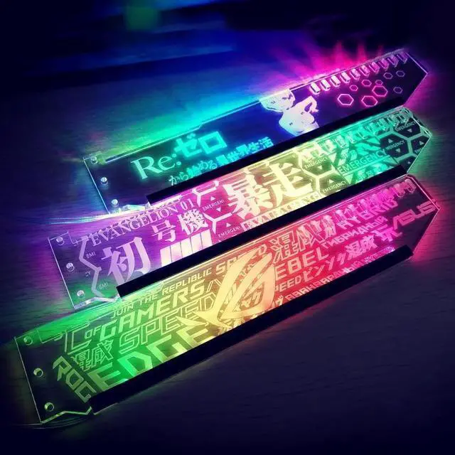 Alt view image 3 of 4 - RGB GPU Bracket Customizable Graphics card VGA Holder 12V RGB 4PIN / 5V ARGB 3PIN MOBO AURA SYNC Customizable