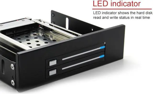 Alt view image 3 of 5 - Case Holder Internal Dual Bay 2.5inch SATA SSD Hard Drive Enclosure Tray Mobile Rack