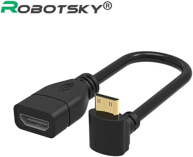 Alt view image 5 of 5 - Right-angle 90 Degree Mini Male to Female -compatibe Converter Adapter Cable Converter Adapter HDTV Connector