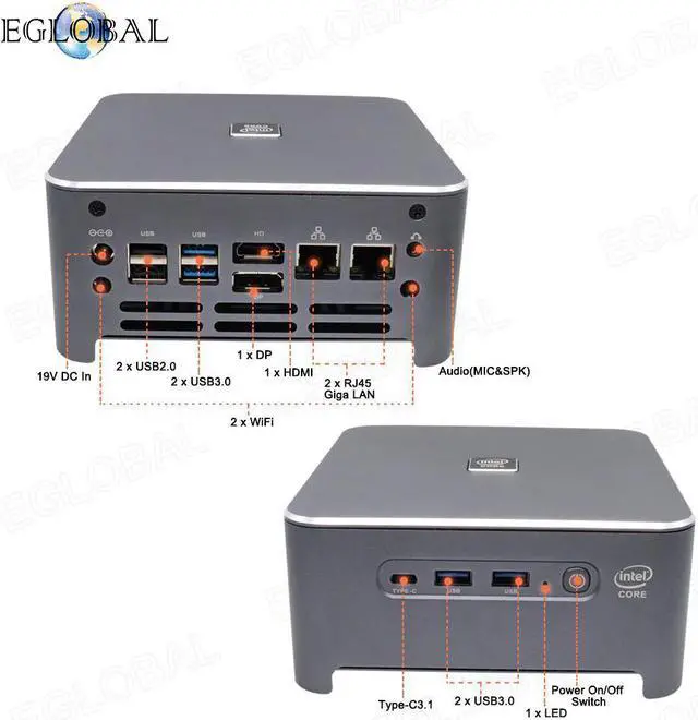 Alt view image 4 of 5 - 10th Gen  Core Mini PC i9 10880H Windows 10 Linux 2 * DDR4 2 * M.2 2 * Lan WiFi DP HDMI 4K Desktop Gaming Computer