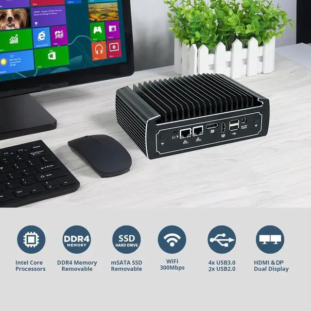 Alt view image 2 of 5 - NUC Dual Gigabit LAN Mini PC Intel i5 8250U i7 7500U DDR4 Pfsense Router 2 COM AES-NI DP Linux Network Server