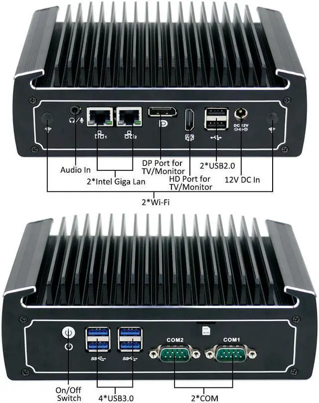 Alt view image 4 of 5 - NUC Dual Gigabit LAN Mini PC Intel i5 8250U i7 7500U DDR4 Pfsense Router 2 COM AES-NI DP Linux Network Server