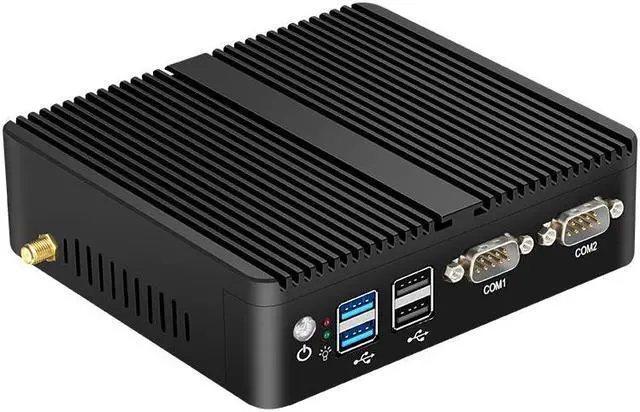 Alt view image 2 of 5 - Fanless Mini PC Intel Celeron J4125 Quad-Cores Dual NIC Gigabit Ethernet 2x RS-232 Serial Ports 4x USB Embedded IPC