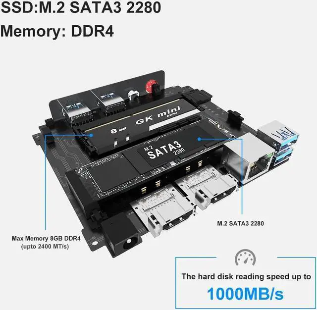 Alt view image 4 of 5 - Beelink GK Mini Windows 10 MINI PC  Gemini  J4125 DDR4 8GB 256GB SSD 2.4G 5.8G WiFi 1000M LAN Bluetooth 4K Computer VS GK55
