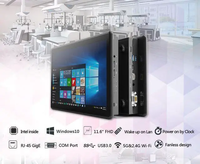 Alt view image 5 of 5 - Mini PC All In One Box Tablet PC Desktop Windows 10 11.6"  J3355 4GB RAM RS232 5G WiFi Mini Computer RJ45 HDMI