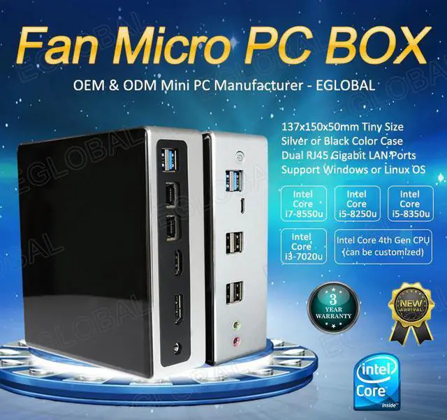 Alt view image 4 of 4 - Micro mini pc box 8Th gen i5 8250U/8350U i7 8550U high performance mini gaming computer 32GB DDR4 M.2 NVME SSD  HDMI DP