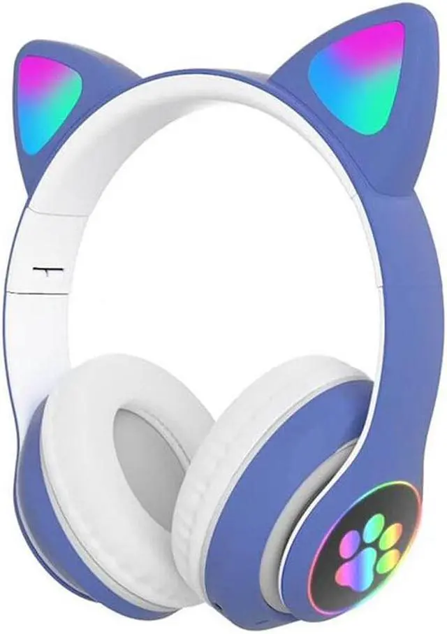 Alt view image 2 of 5 - STN-28 Wireless bluetooth Headphones Cute Kids Headset HIFI Bass FM Radio TF Card AUX-In RGB Luminous Foldable Cute Cat Ear Headset with Mic