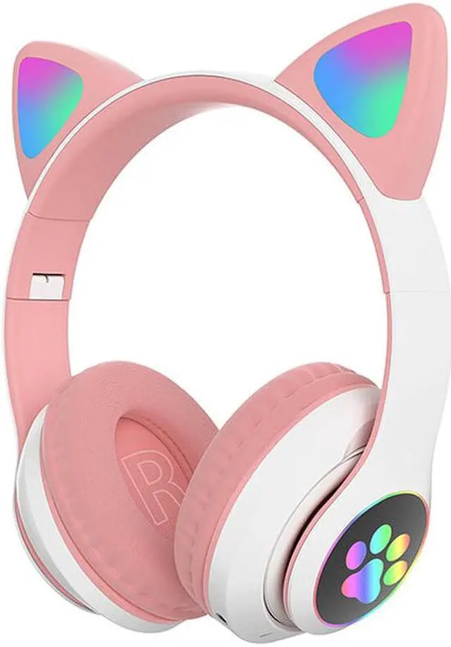 Alt view image 4 of 5 - STN-28 Wireless bluetooth Headphones Cute Kids Headset HIFI Bass FM Radio TF Card AUX-In RGB Luminous Foldable Cute Cat Ear Headset with Mic
