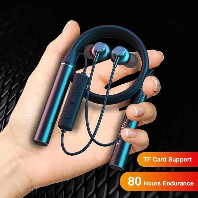Alt view image 4 of 5 - GYM530 Wireless Neckband bluetooth Earphone 80 Hours Playback Stereo Bass Sport Headphones Earphones TF Card Magnetic Headset with Mic