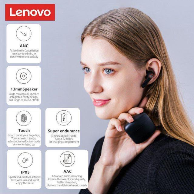 Alt view image 4 of 5 - HT78 TWS bluetooth 5.0 Earphones ANC Anctive Noise Cancelling Wireless Earbuds 13mm Dynamic HIFI Stereo IPX5 Waterproof Touch Control Headphone with Mic