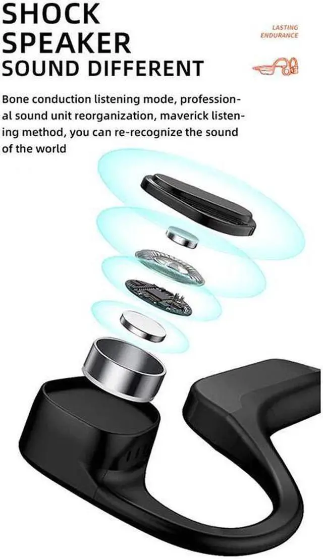 Alt view image 4 of 5 - X1 Bone Conduction Headphones bluetooth Wireless Sports Earphones IPX6 Headset Stereo Hands-with Microphone