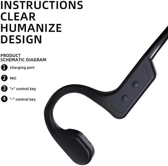 Alt view image 5 of 5 - X1 Bone Conduction Headphones bluetooth Wireless Sports Earphones IPX6 Headset Stereo Hands-with Microphone