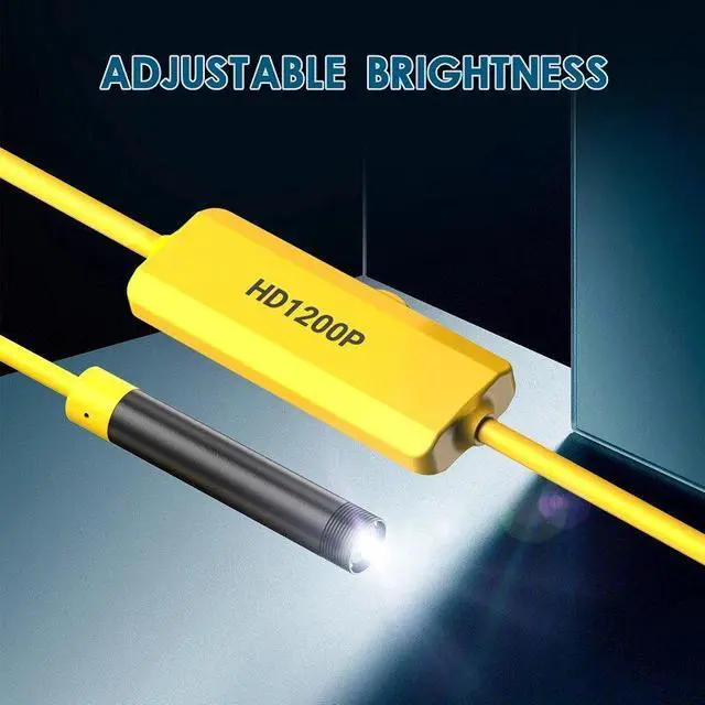 Alt view image 4 of 5 - F130 WiFi Endoscope Camera 8MM Yellow HD1200P IP67 Waterproof USB Inspection Borescope 8LEDs Wireless Endoscopy for Android Iphones PC Soft Cable