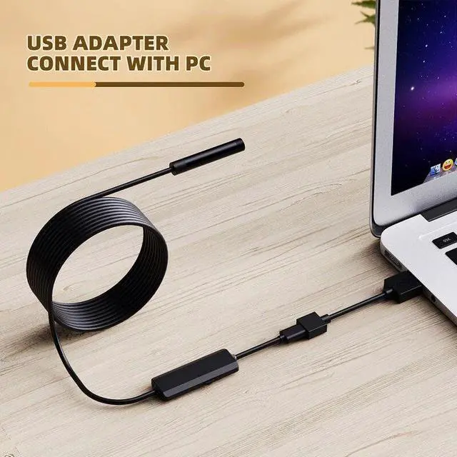 Alt view image 3 of 5 - F130 WiFi Endoscope Camera 8MM Yellow HD1200P IP67 Waterproof USB Inspection Borescope 8LEDs Wireless Endoscopy for Android Iphones PC Soft Cable