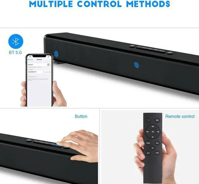 Alt view image 5 of 5 - Y6 40W bluetooth Speaker TV Soundbar 4 Drivers HiFi 3D Surround Stereo OPT COAX TF USA AUX Home Theater System Sound Bar