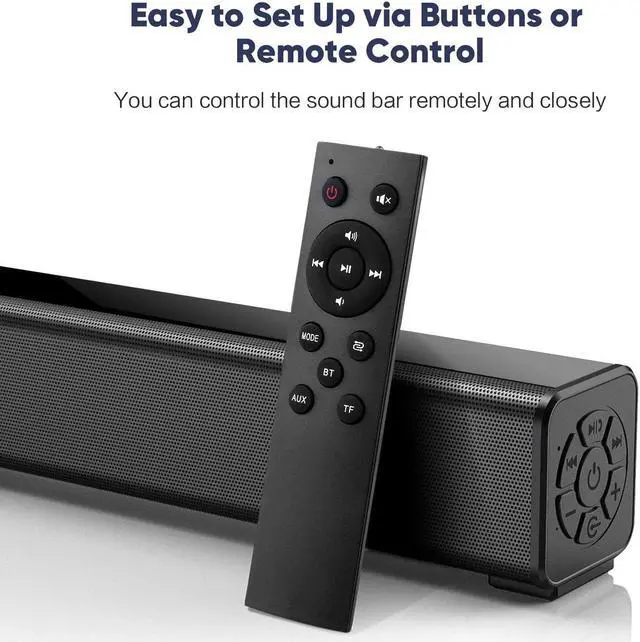 Alt view image 5 of 5 - Y10 bluetooth Soundbar HIFI Stereo Subwoofer 52MM Driver 20W Speaker 2000mAh TF Card AUX-In Remote Control Soundbox with Mic for Smart Phones TV Computer PC Tablets