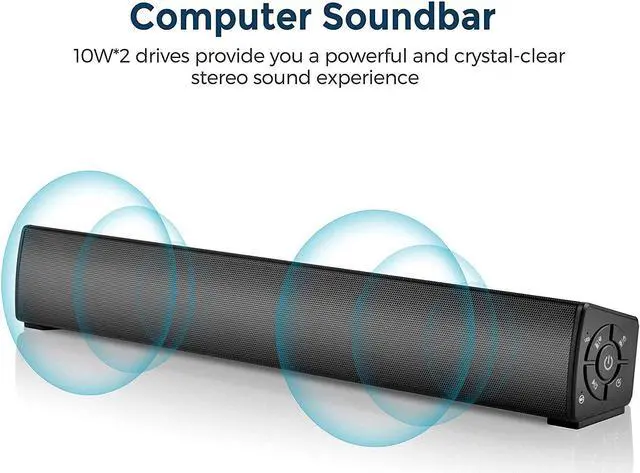 Alt view image 5 of 5 - Y9 bluetooth Soundbar Bass Stereo 45MM Drivers 20W Speaker TF Card AUX-In 2000mAh Remote Control Soundbox with Mic for Smart Phone TV PC Tablets