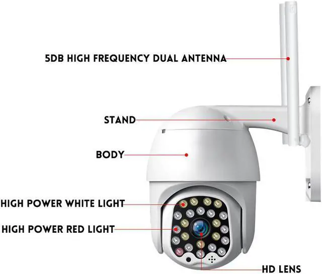 Alt view image 4 of 5 - 4X Zoom 23LED 2.0MP 1080P HD Wifi IP Security Camera Outdoor Light & Sound Alarm Night Vision Waterproof