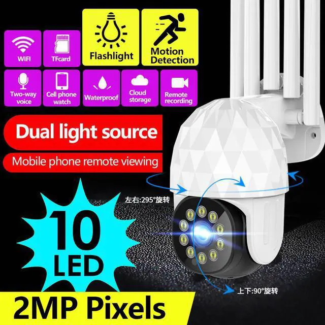 Alt view image 3 of 5 - Diamond 10LED HD 1080P WIFI IP Camera Two Way Audio Wireless Camera H.264 PTZ Auto Tracking Night Vision Camera