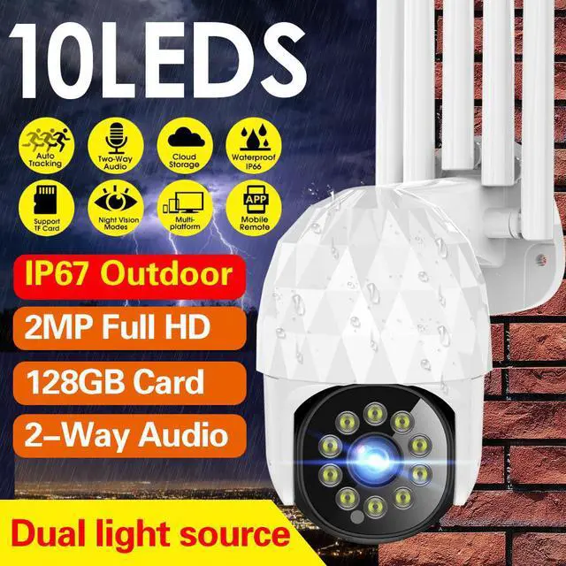 Alt view image 4 of 5 - Diamond 10LED HD 1080P WIFI IP Camera Two Way Audio Wireless Camera H.264 PTZ Auto Tracking Night Vision Camera