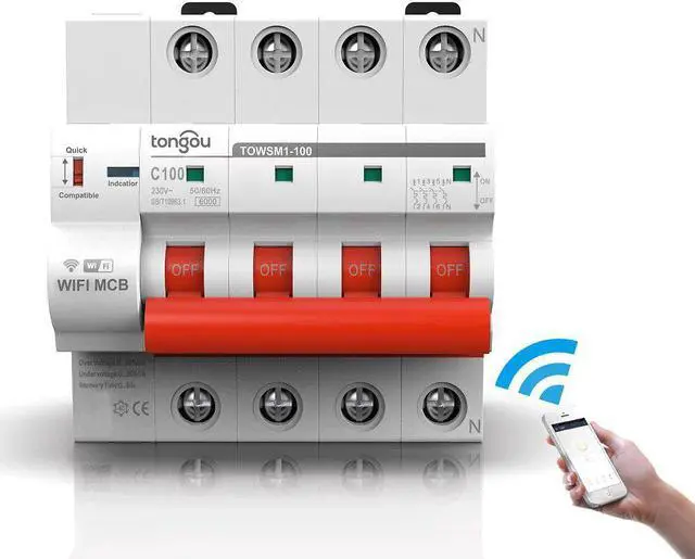 Alt view image 2 of 3 - TOWSM1-100 4P 16-100A WIFI Circuit Breaker with Overload and Overvoltage Protection Intelligent Wireless Switch