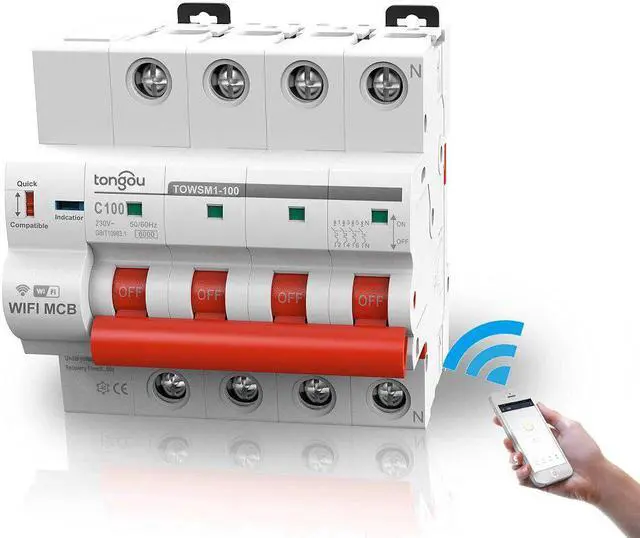 Alt view image 3 of 3 - TOWSM1-100 4P 16-100A WIFI Circuit Breaker with Overload and Overvoltage Protection Intelligent Wireless Switch