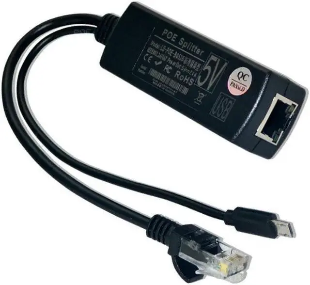Main image of 2.5KV Anti-interference Power Over Ethernet 48V To 5V 2.4A 12W Active POE Splitter Micro USB Plug for Raspberry Pi CCTV Power Splitter