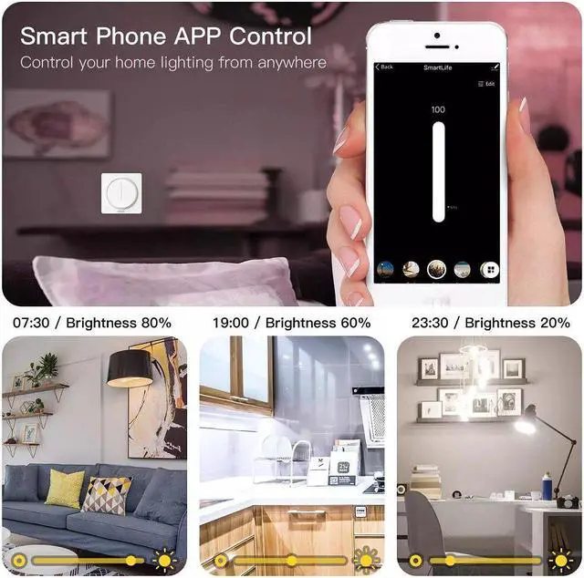 Alt view image 5 of 5 - WiFi Smart Touch Light Dimmer Switch Touch Timer Brightness Memory Smart Life/Tuya APP Remote Control Work with Alexa Google