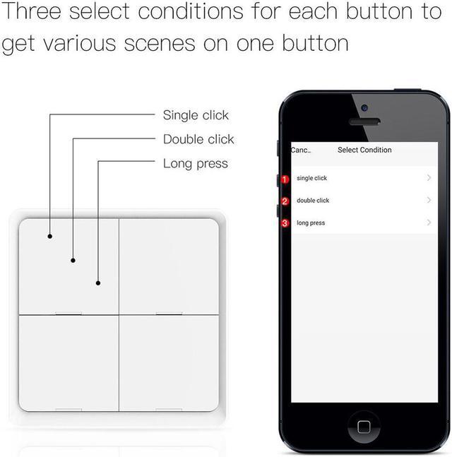 Alt view image 5 of 5 - 4 Gang Tuya ZB Wireless 12 Scene Switch Push Button Controller Battery Powered Automation Scenario for Tuya Devices