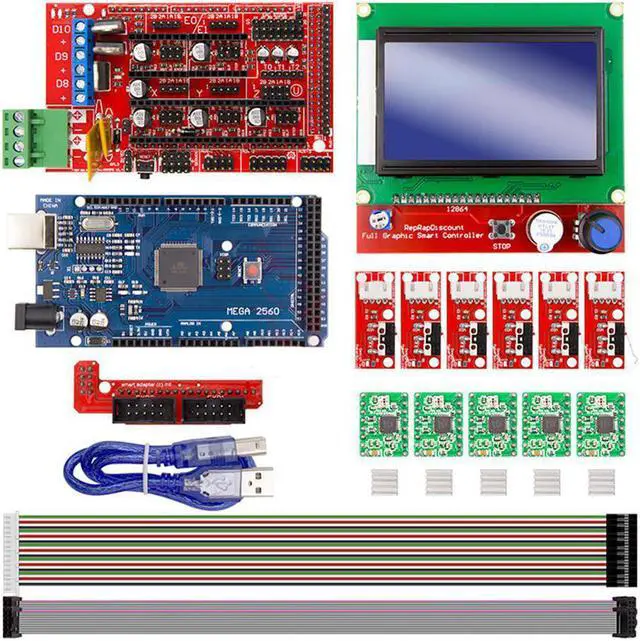 Main image of 1.4 Controller + Mega2560 R3 + 12864 Display with Limit Switch & A4988 Stepper Motor Driver DIY Kit forCNC 3D Printer