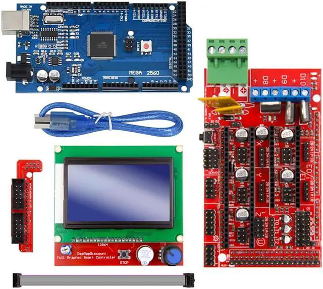 Alt view image 2 of 5 - 1.4 Controller + Mega2560 R3 + 12864 Display with Limit Switch & A4988 Stepper Motor Driver DIY Kit forCNC 3D Printer