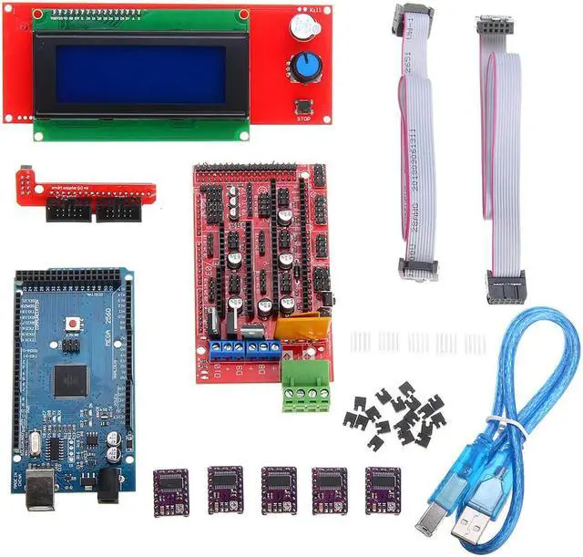 Alt view image 2 of 5 - 3D Printer Kit RAMPS 1.4+2560 +DRV8825 Stepper Motor+2004 LCD+PCB Heat Bed MK2B