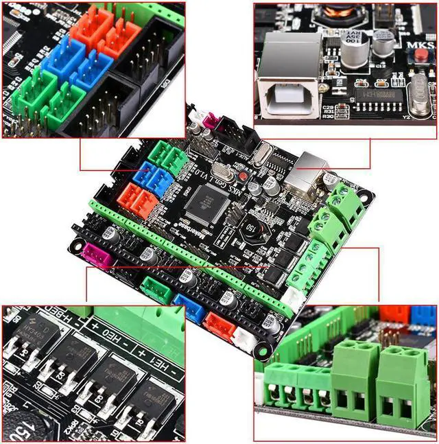 Alt view image 5 of 5 - GEN-L V1.0 Integrated Controller Mainboard + 5pcs DRV8825 Stepper Motor Driver Kit Compatible Ramps1.4 1.6/Mega2560 R3 For 3D Printer