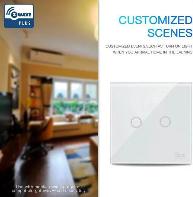 Alt view image 2 of 5 - Zwave Smart Light Switch EU 1/2/3CH Touch Sensitive Wall Switch Home Automation Z Wave Wireless Remote Control Light Switch