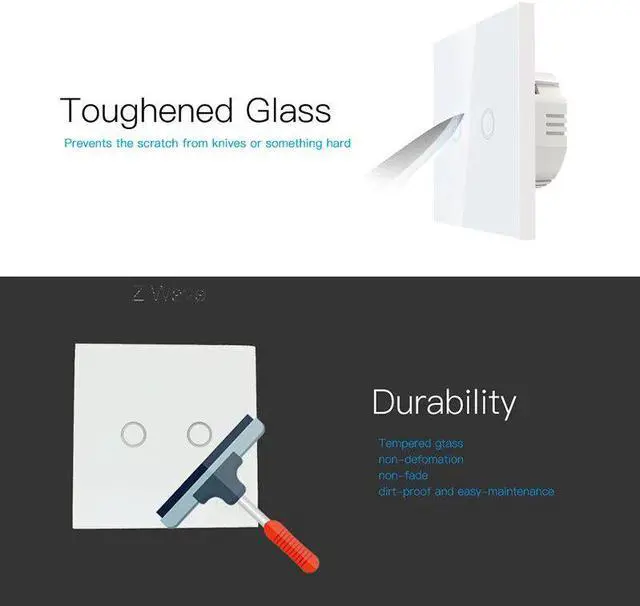 Alt view image 4 of 5 - Zwave Smart Light Switch EU 1/2/3CH Touch Sensitive Wall Switch Home Automation Z Wave Wireless Remote Control Light Switch