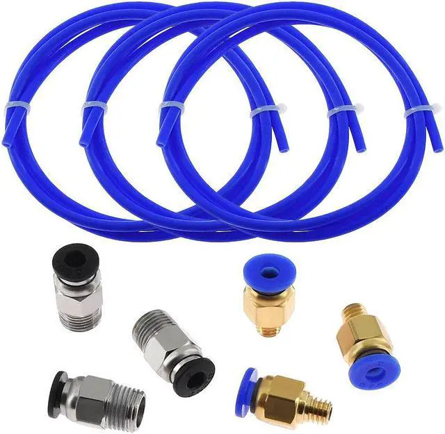 Alt view image 2 of 4 - TWO3PCS 1Meters Blue PTFE Tube + 3 PC4-M6 Pneumatic Connector + 3 PC4-M10 Connectors for 3D Printer 1.75mm Filament