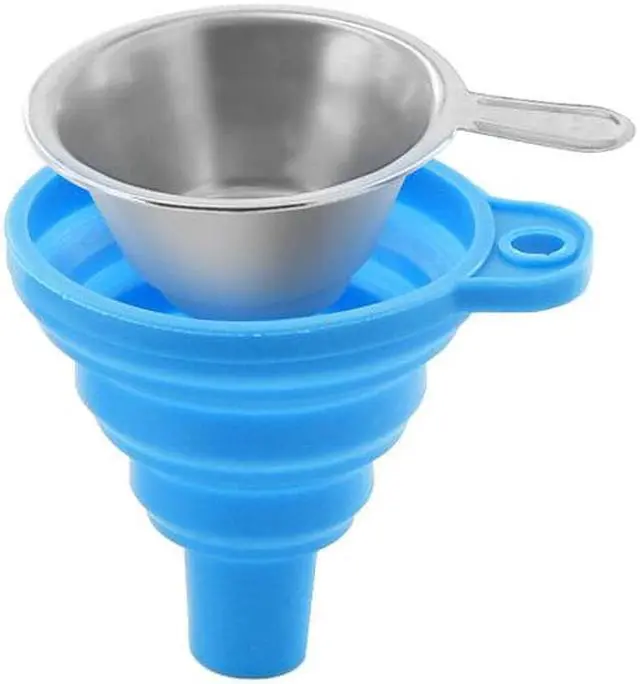Alt view image 2 of 5 - TWOCollapsible Silicone Funnels and Stainless Steel Resin Filter Cups for Pouring Resin Back into Bottle
