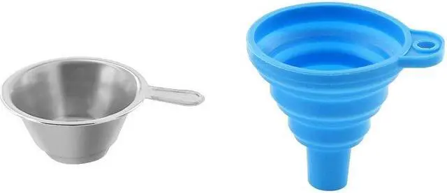 Alt view image 4 of 5 - TWOCollapsible Silicone Funnels and Stainless Steel Resin Filter Cups for Pouring Resin Back into Bottle