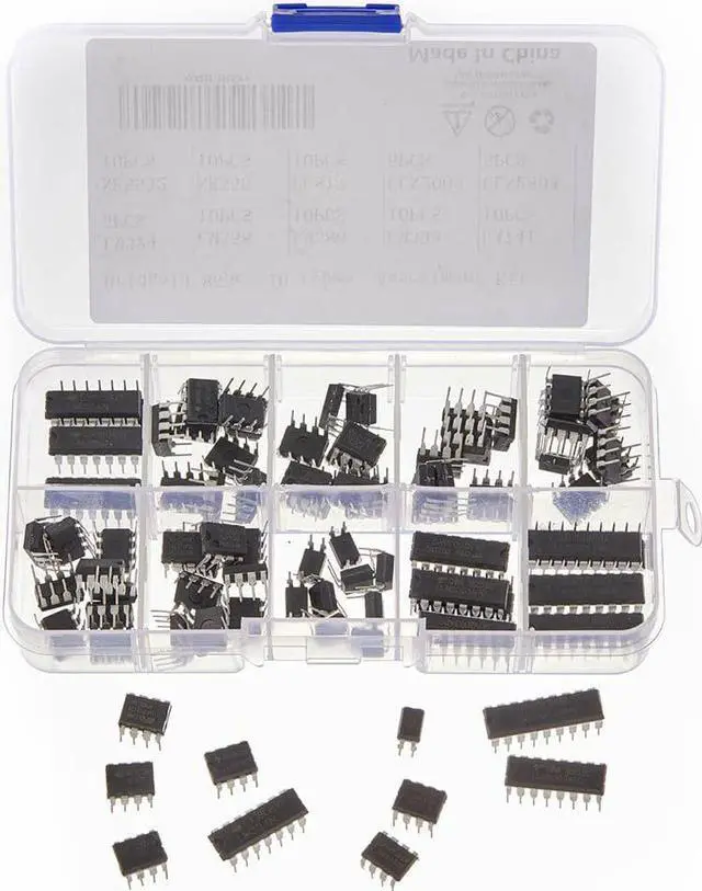 Alt view image 2 of 5 - 85pcs 10 Types Integrated Circuit Chip IC Chips Assortment Kit OPAMP Single Precision Timer PWM Including LM324 LM358 LM386 LM393 UA741 NE5532 NE555 PC817 ULN2003 ULN2803