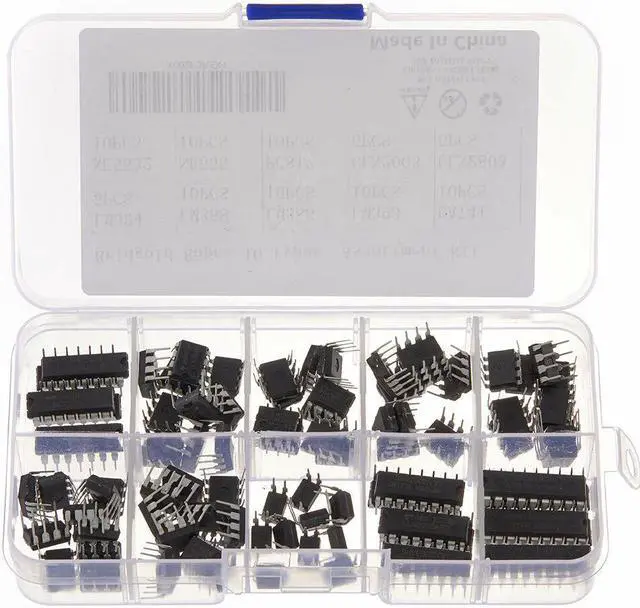 Main image of 85pcs 10 Types Integrated Circuit Chip IC Chips Assortment Kit OPAMP Single Precision Timer PWM Including LM324 LM358 LM386 LM393 UA741 NE5532 NE555 PC817 ULN2003 ULN2803