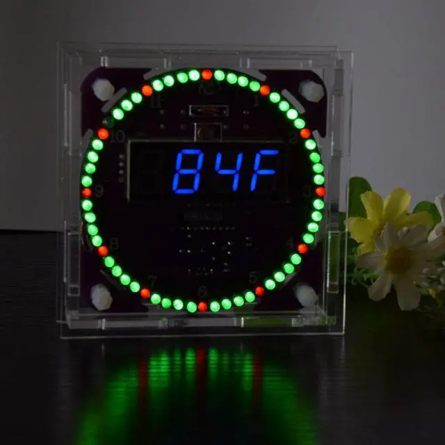 Alt view image 5 of 5 - Fourth Generation DIY EC1838B DS1302 Light Control Rotation LED Electronic Clock Kit Music Alarm Clock With Housing