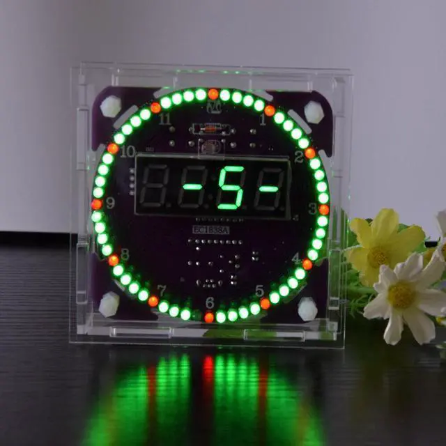 Alt view image 2 of 5 - Fourth Generation DIY EC1838B DS1302 Light Control Rotation LED Electronic Clock Kit Music Alarm Clock With Housing