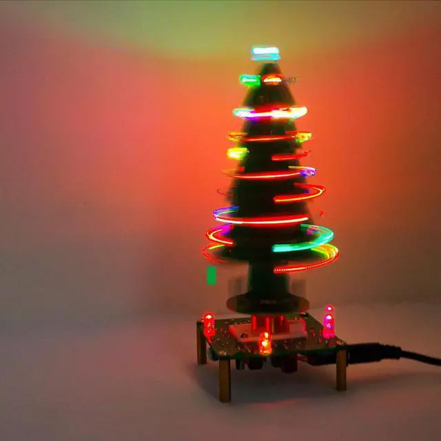 Alt view image 2 of 5 - Music LED Three-Dimensional Rotating Christmas Tree DIY Holiday Gift Fun Kit Electronic Production Parts Welding Training