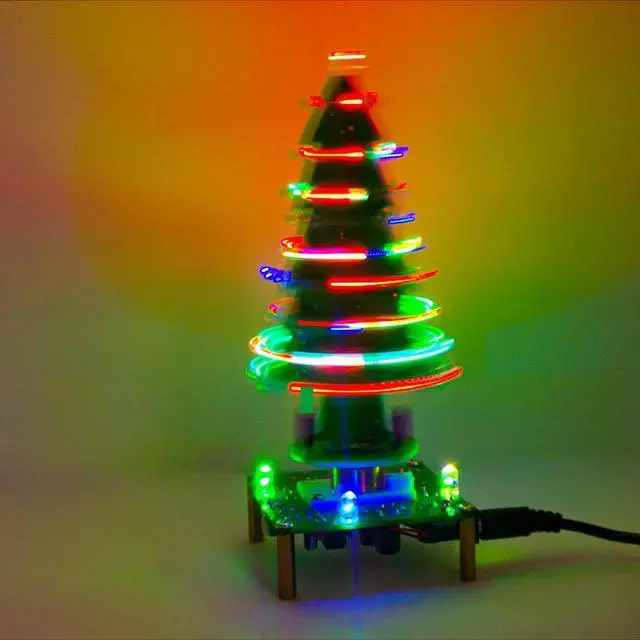 Alt view image 4 of 5 - Music LED Three-Dimensional Rotating Christmas Tree DIY Holiday Gift Fun Kit Electronic Production Parts Welding Training