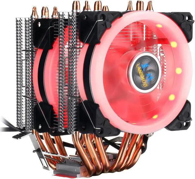Alt view image 4 of 5 - CPU Cooler LED RGB 6 Heatpipes 4 Pin Dual Fan For Intel 1156/1155/1151/775 AMD