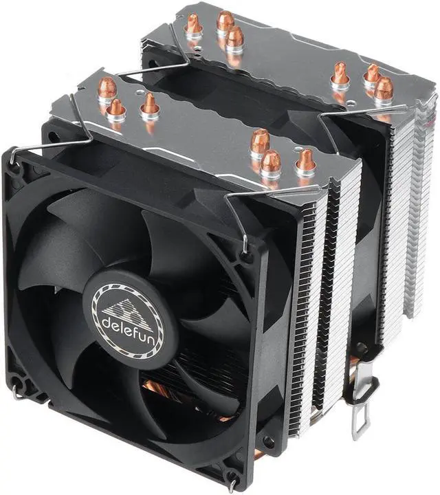 Alt view image 4 of 5 - CPU Cooler Dual Tower Cooling Fan No Lamp Dual Fan 3pin Connector 9cm Suitable For LGA1150/1151/1155/1156/1366/775 core i3/i5/i7 AM4/AM3+/AM3/AM2