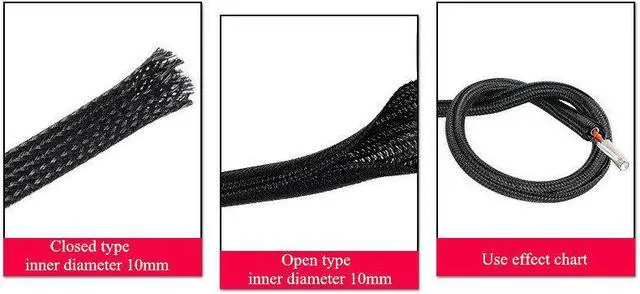Alt view image 2 of 3 - 1M Length Flame-retardant Nylon Braided Mesh Tube PET Snakeskin Telescopic Mesh Tube Machine Wire Protection Tube 10mm