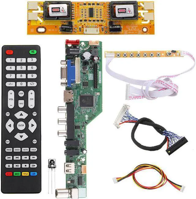 Main image of T.SK105A.03 Universal LCD LED TV Controller Driver Board TV/PC/VGA/HDMI/USB+7 Key Button+2ch 8bit 30 LVDS Cable+4 Lamp Inverter